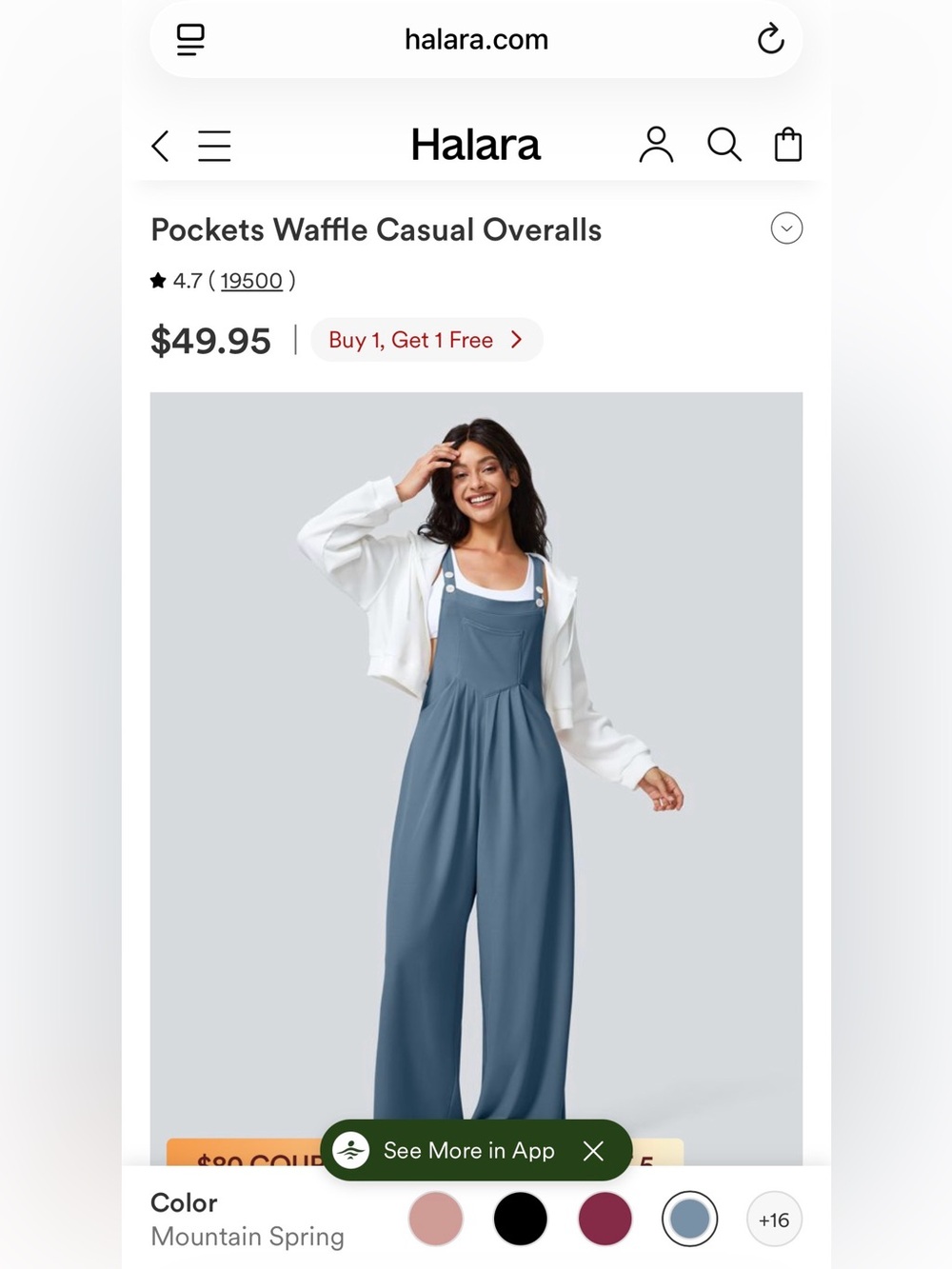 Halara Pockets Waffle Casual Overalls in “Mountain Spring” - Picture 11 of 11